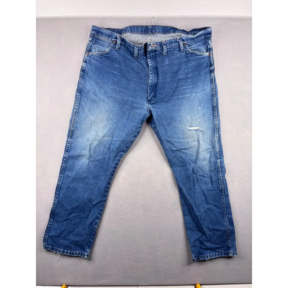 Wrangler 13MWZPW Cowboy Cut Jeans Mens 44x30 Blue Denim Straight Leg Western